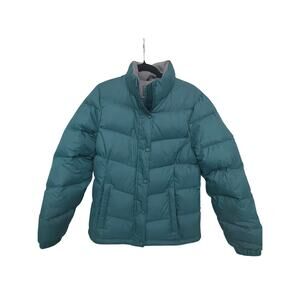LL Bean Women’s Teal Goose Down Nylon Puffer Winter Coat Size Small 276566